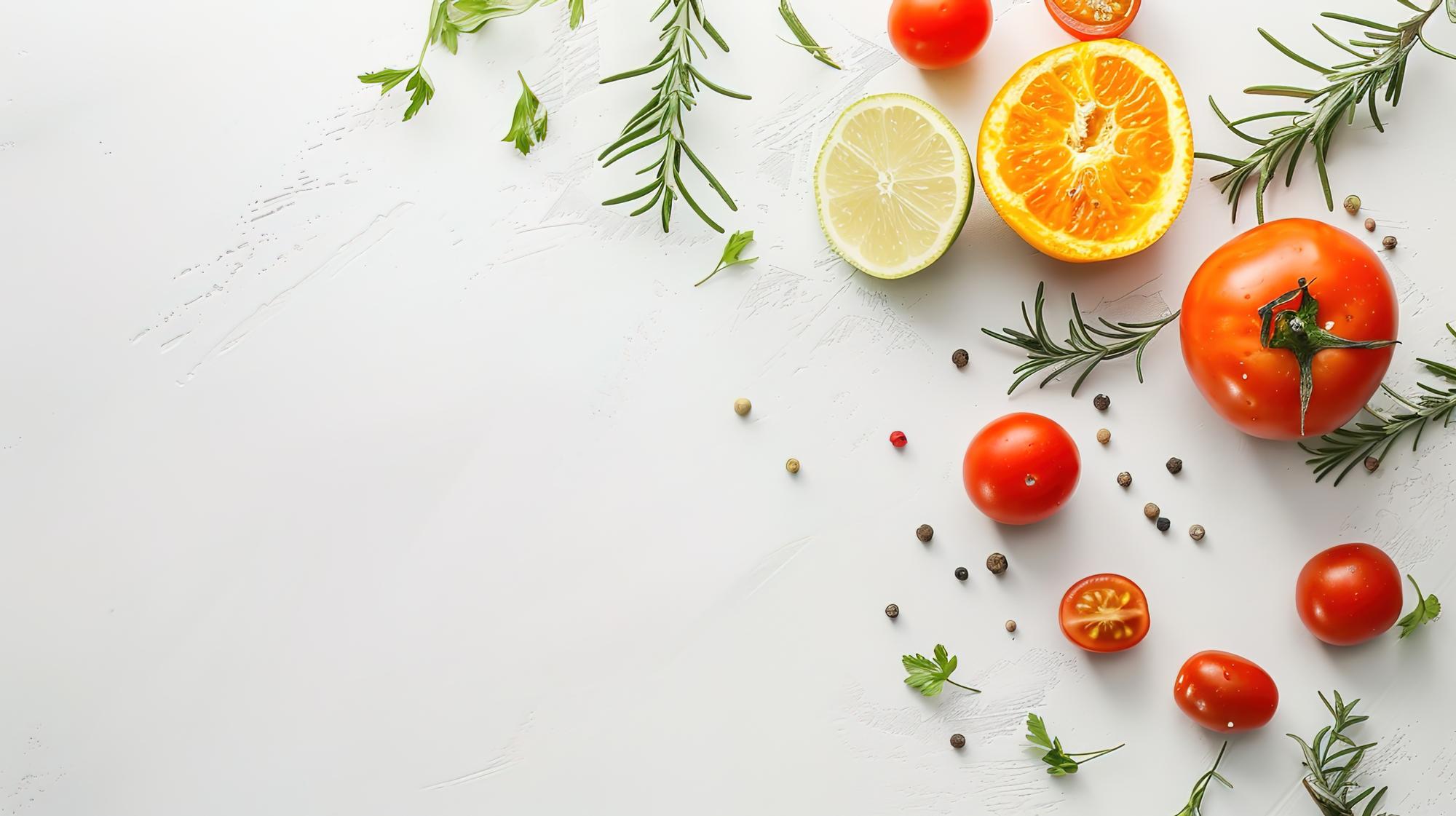 Zoom su ingredienti freschi e colorati